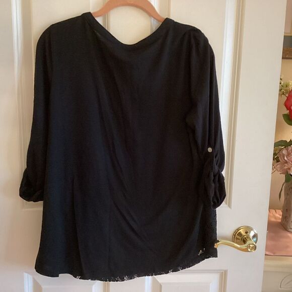NWOT. Style & Co. (a Macy’s brand) Women’s L /S Black Layered Top - Picture 2 of 10